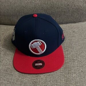 Marvel Navy and Red Hat with Thor Hammer Logo